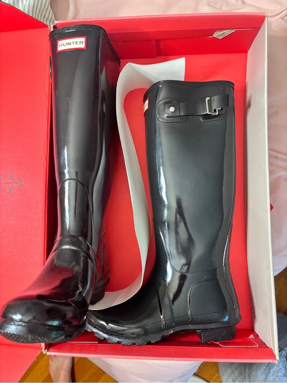 Tall Black Glossy Hunter Rainboots